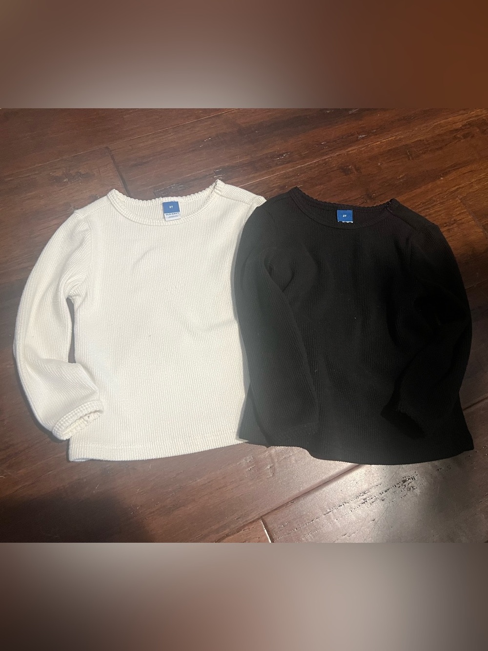 Old Navy Kids Long Sleeve Thermal Tee — Black & White - 2T bundle